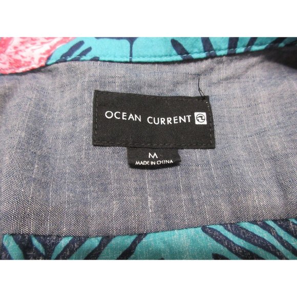 Ocean Current men's pink flamingo short sleeve button down shirt, M - Picture 6 of 10